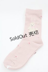 PINK HOUSE / バラ園うさぎソックス  ピンク I-25-11-15-112-LO-ZA-SA-ZI
