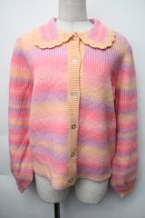 Candy Stripper / FRILL COLLAR ニットカーディガン 2 ピンク S-25-11-06-035-PU-TS-HR-ZS