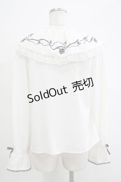 画像3: DearMyLove / いばらの薔薇デザインフリルブラウス M ホワイト H-25-11-19-048-EL-BL-NS-ZH