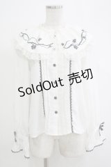 DearMyLove / いばらの薔薇デザインフリルブラウス M ホワイト H-25-11-19-048-EL-BL-NS-ZH