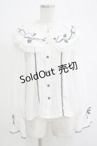 DearMyLove / いばらの薔薇デザインフリルブラウス M ホワイト H-25-11-19-048-EL-BL-NS-ZH