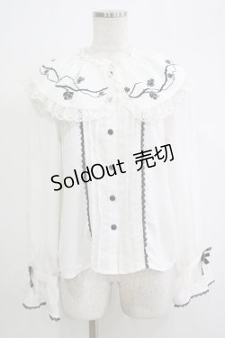 画像1: DearMyLove / いばらの薔薇デザインフリルブラウス M ホワイト H-25-11-19-048-EL-BL-NS-ZH