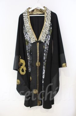 画像1: Qutie Frash / 着物ロングカーデ  ブラック O-25-11-13-010-QU-TO-OW-OS