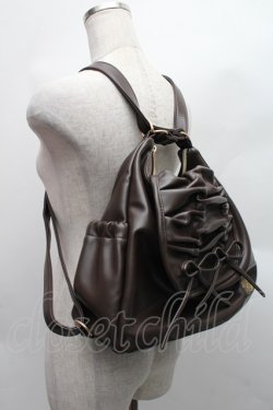 画像1: m petit by misako / AM*NIリボン3WAY バッグ  ブラウン S-25-12-15-009-LO-BG-HR-ZS