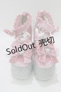 Ank Rouge / キラキラビジューベロアリボン厚底シューズ L/24.0〜24.5cm ピンク H-25-12-23-1082-CA-SH-NS-ZH