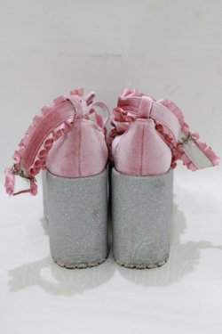 画像3: Ank Rouge / キラキラビジューベロアリボン厚底シューズ L/24.0〜24.5cm ピンク H-25-12-23-1082-CA-SH-NS-ZH