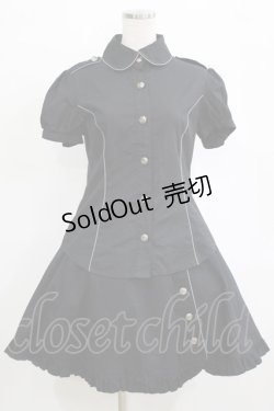 画像1: metamorphose / パイピングブラウス+スカート Free ブラック H-26-01-24-034-ME-OP-NS-ZH