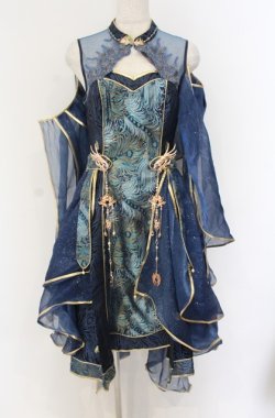 画像1: Epetice / Doirs Night 孔雀鱗ドレス M ブルー O-25-11-07-003-LO-OP-YM-OS