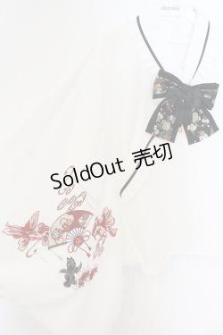 画像2: Amavel / びいどろ金魚と曼珠沙華和風ブラウス F アイボリー×クロリボン O-26-01-26-027-CA-BL-OW-OS