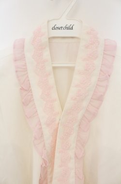 画像3: axes femme kawaii / 衿レース付き和風ブラウス M シロ×ピンク O-26-01-23-049-AX-BL-OW-OS