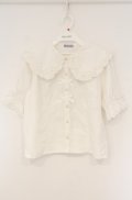 axes femme kawaii / 半袖丸襟コットンブラウス M シロ O-26-01-23-025-AX-BL-OW-OS
