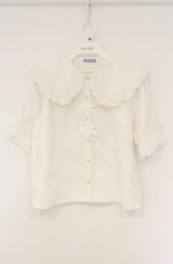 画像1: axes femme kawaii / 半袖丸襟コットンブラウス M シロ O-26-01-23-025-AX-BL-OW-OS