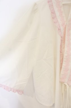 画像2: axes femme kawaii / 衿レース付き和風ブラウス M シロ×ピンク O-26-01-23-049-AX-BL-OW-OS