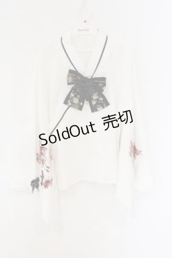 画像1: Amavel / びいどろ金魚と曼珠沙華和風ブラウス F アイボリー×クロリボン O-26-01-26-027-CA-BL-OW-OS