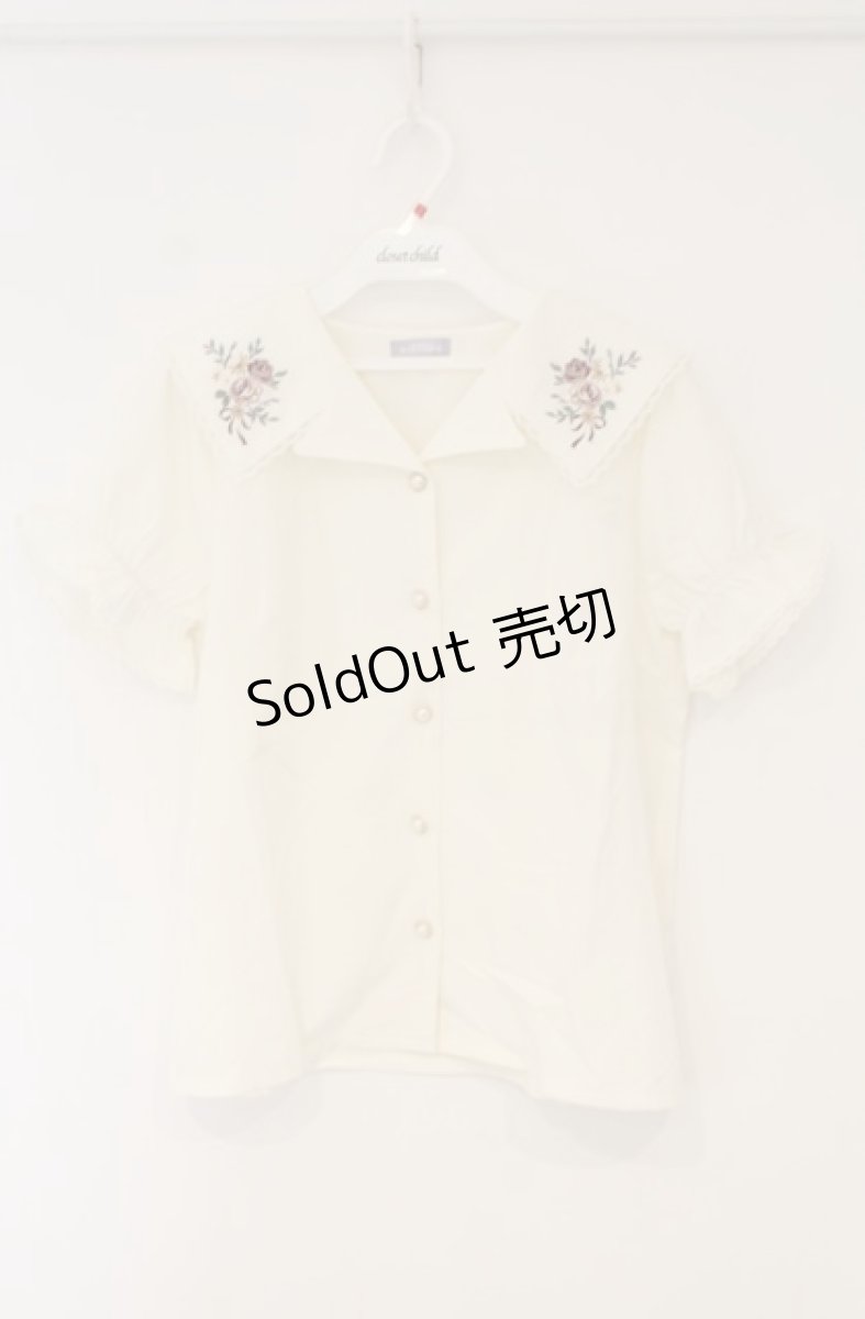 画像1: axes femme POETIQUE / ブーケ刺繍襟ブラウス M キナリ O-26-01-23-047-AX-BL-OW-ZH (1)