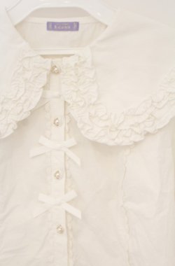 画像2: axes femme kawaii / 半袖丸襟コットンブラウス M シロ O-26-01-23-025-AX-BL-OW-OS