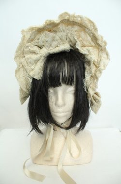 画像2: metamorphose / 総レースハーフボンネット・コードラッセル  生成り O-26-01-30-006-ME-AC-IG-OS