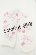 BABY,THE STARS SHINE BRIGHT / チェリーリボン柄ハイソックス  シロ×ピンク O-26-01-30-072-BA-ZA-OW-OS