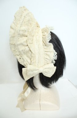 画像4: metamorphose / 総レースハーフボンネット・コードラッセル  生成り O-26-01-30-006-ME-AC-IG-OS