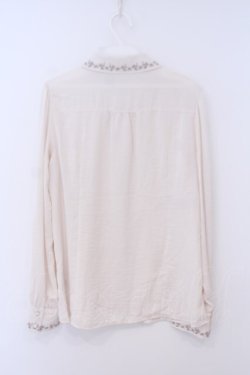 画像3: axes femme / ヴィンテージサテン刺繍入ブラウス L キナリ O-26-01-30-1022-AX-BL-OW-OS