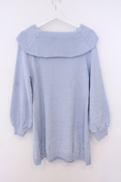 画像3: axes femme / リボン襟ニットミニワンピ F サックス O-26-01-30-1013-AX-OP-OW-OS