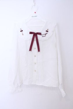 画像1: Amavel / カトラリー刺繍ブラウス M シロ O-26-01-30-1012-CA-BL-OW-OS