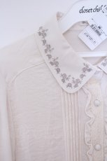 画像2: axes femme / ヴィンテージサテン刺繍入ブラウス L キナリ O-26-01-30-1022-AX-BL-OW-ZT576 (2)