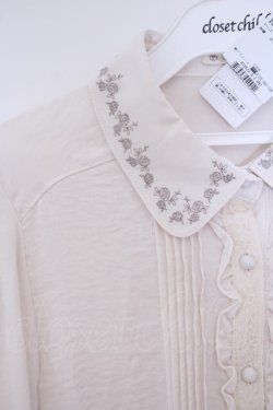 画像2: axes femme / ヴィンテージサテン刺繍入ブラウス L キナリ O-26-01-30-1022-AX-BL-OW-OS