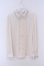 画像1: axes femme / ヴィンテージサテン刺繍入ブラウス L キナリ O-26-01-30-1022-AX-BL-OW-ZT576 (1)