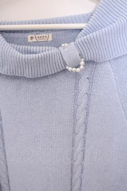 画像2: axes femme / リボン襟ニットミニワンピ F サックス O-26-01-30-1013-AX-OP-OW-OS