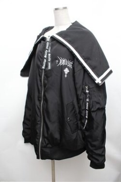画像2: Amilige / セーラー2wayMA-1ブルゾン  黒 S-26-01-29-063-PU-CO-AS-ZS