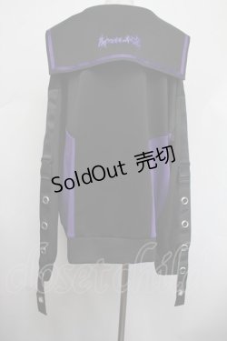 画像3: Amilige / チャイナボタン付き配色セーラーZIPパーカー  黒ｘ紫 S-26-01-31-064-PU-TS-AS-ZS