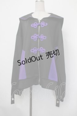 画像1: Amilige / チャイナボタン付き配色セーラーZIPパーカー  黒ｘ紫 S-26-01-31-064-PU-TS-AS-ZS