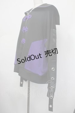 画像2: Amilige / チャイナボタン付き配色セーラーZIPパーカー  黒ｘ紫 S-26-01-31-064-PU-TS-AS-ZS