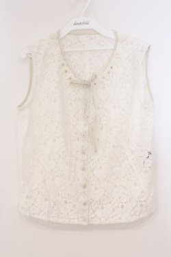 画像1: INGEBORG / フラワーモチーフレースノースリーブブラウス  オフ O-26-02-24-006-LO-BL-IG-OS