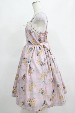 画像2: axes femme kawaii / ロイヤルベアーズ柄ジャンスカ  ピンク T-26-02-04-016-AX-OP-SA-ZH