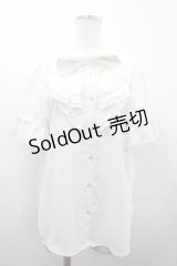 axes femme / リボン付フリルブラウス  ホワイト I-26-04-03-008-AX-BL-SA-ZI