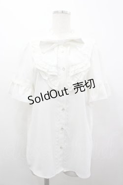 画像1: axes femme / リボン付フリルブラウス  ホワイト I-26-04-03-008-AX-BL-SA-ZI