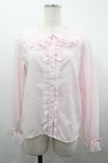 画像1: majoretty / 襟はしごリボンレースブラウス L ピンク I-26-04-03-003-GO-BL-SA-ZI (1)