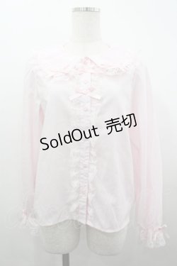 画像1: majoretty / 襟はしごリボンレースブラウス L ピンク I-26-04-03-003-GO-BL-SA-ZI