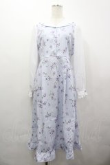 axes femme / すみれ柄セーラー襟ワンピース  サックス I-26-04-03-041-AX-OP-SA-ZI