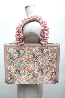 画像1: Maison de FLEUR / ゴブランフリルハンドルトートバッグ  ピンク S-26-04-07-034-LO-BG-TE-ZS
