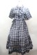 画像1: axes femme / リボンｘチェック柄ワンピース  ブルー S-26-04-12-038-AX-OP-HR-ZS (1)
