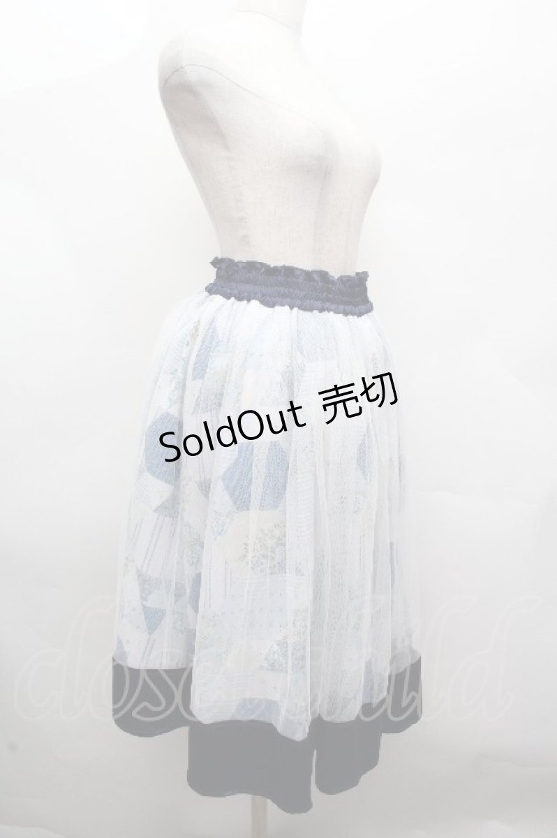 画像3: axes femme / パッチワーク柄スカート/ミュルーズ染織美術館コラボ  紺 S-26-04-16-059-AX-SK-HR-ZS (3)