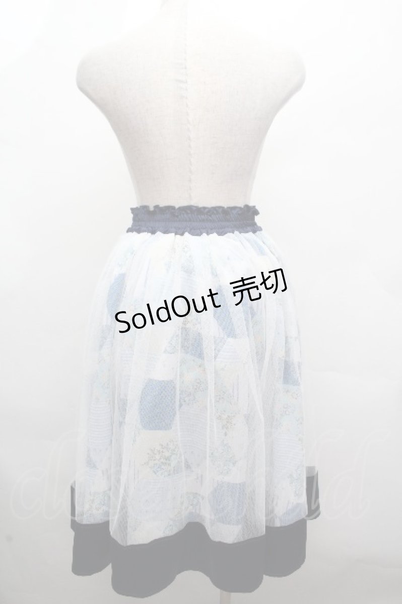 画像2: axes femme / パッチワーク柄スカート/ミュルーズ染織美術館コラボ  紺 S-26-04-16-059-AX-SK-HR-ZS (2)