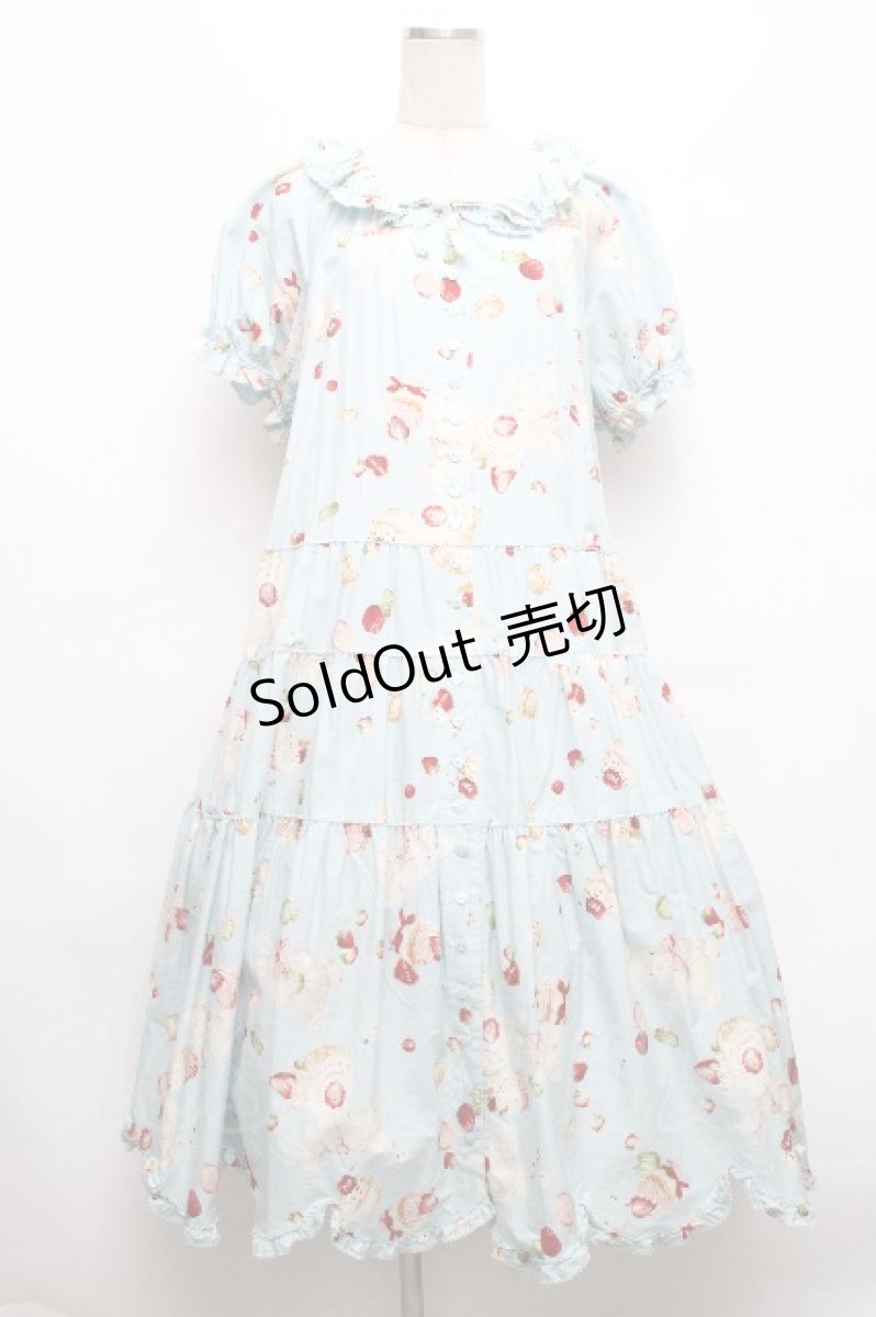 画像1: PINK HOUSE / シュガリースイーツラビットプリントミディワンピース  サックス S-26-04-30-1023-LO-OP-AS-ZS (1)