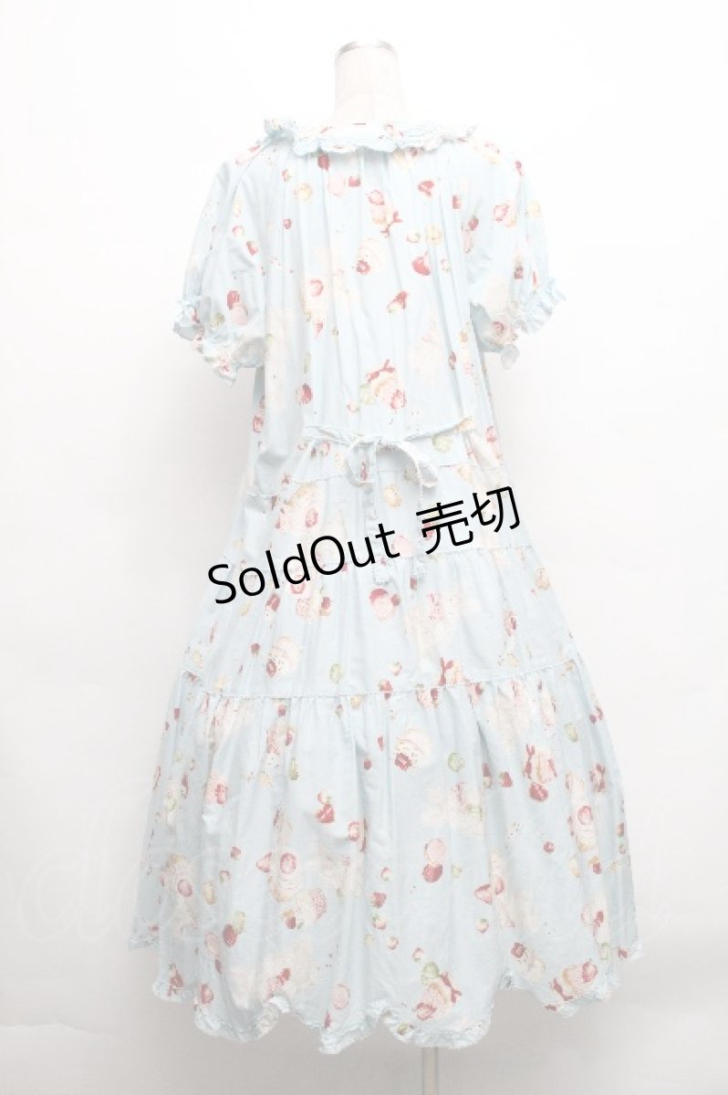 画像2: PINK HOUSE / シュガリースイーツラビットプリントミディワンピース  サックス S-26-04-30-1023-LO-OP-AS-ZS (2)