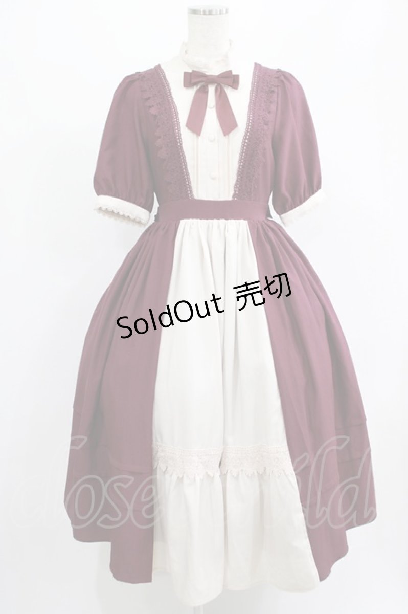 画像1: axes femme kawaii / エレガントドールワンピース M ワイン T-26-03-21-038-AX-OP-SA-ZH (1)