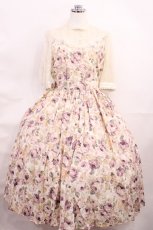 画像1: Innocent World / クイーン・エリザベス・ローズワンピース M パープル×生成/Purple×Beige H-26-06-11-1012-IW-OP-NS-ZH (1)