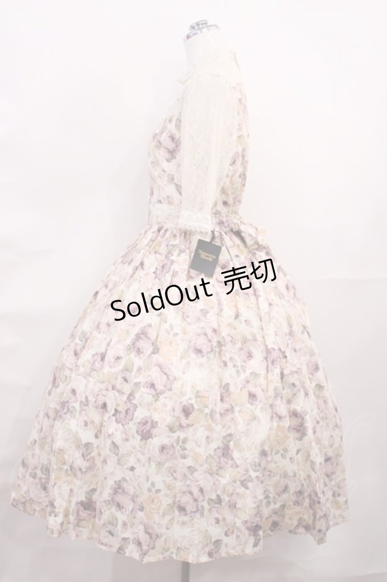 画像2: Innocent World / クイーン・エリザベス・ローズワンピース M パープル×生成/Purple×Beige H-26-06-11-1012-IW-OP-NS-ZH (2)